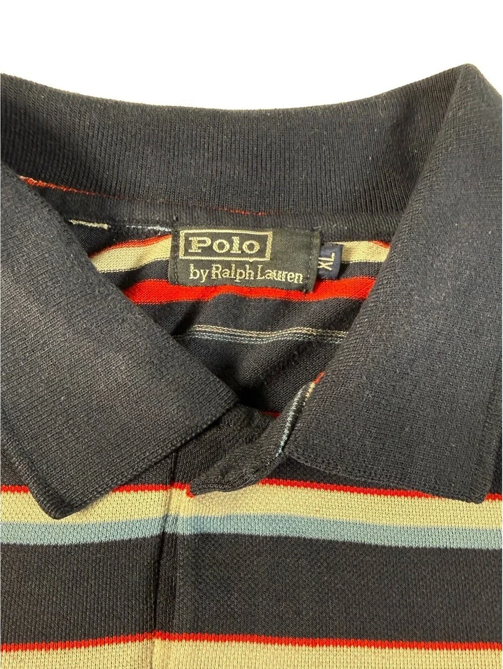 Polo Ralph Lauren Polo Shirt Blue & White Red Striped W/ Pony XL Youth Pre Owned